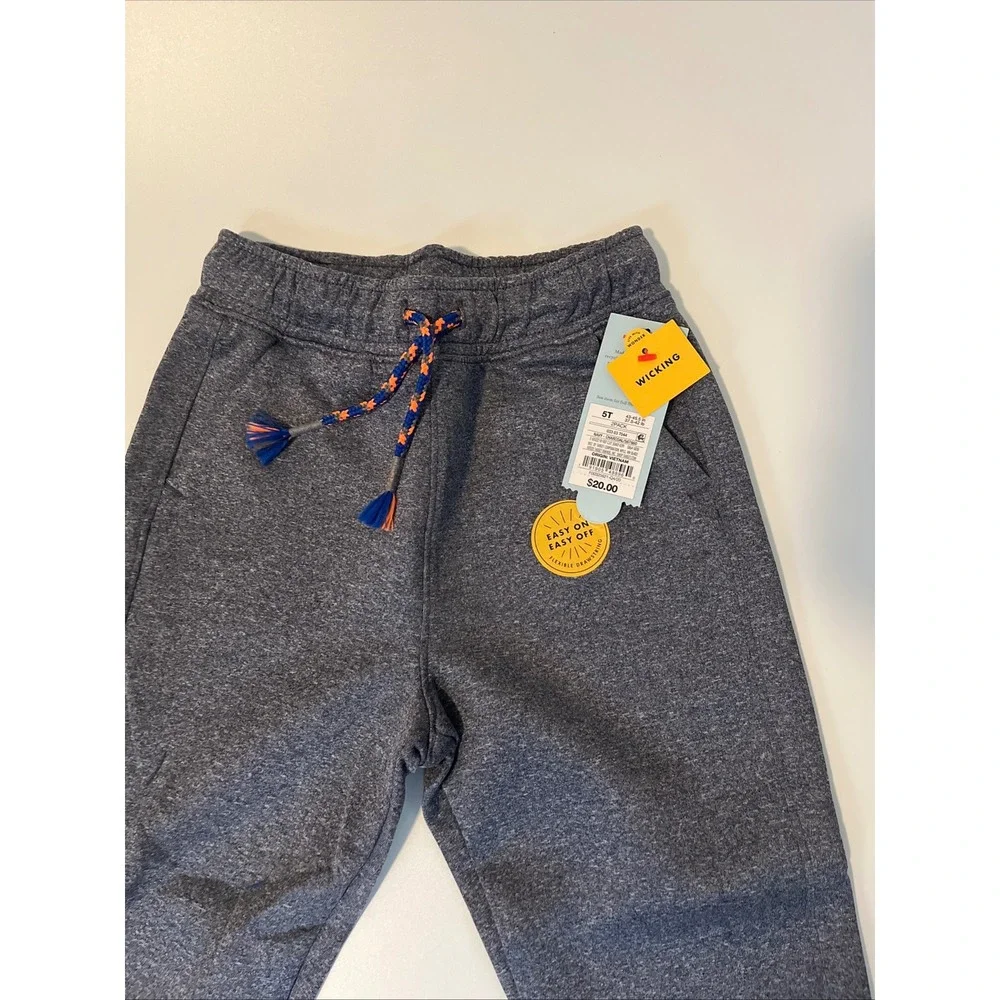 Cat & Jack Boys 5T Charcoal Gray Heather Wicking Performance Jogger Pants NWT